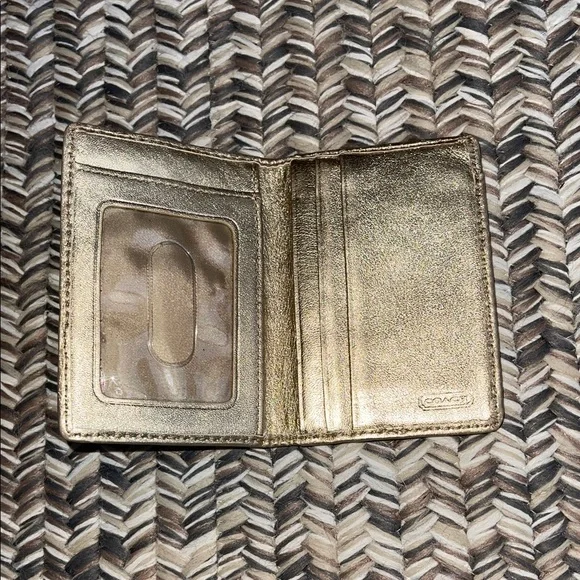 Coach Signature Brown and Gold Card Case - Picture 4 of 5